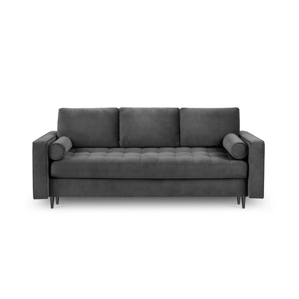 Tamsiai pilka aksominė sofa-lova Milo Casa Santo