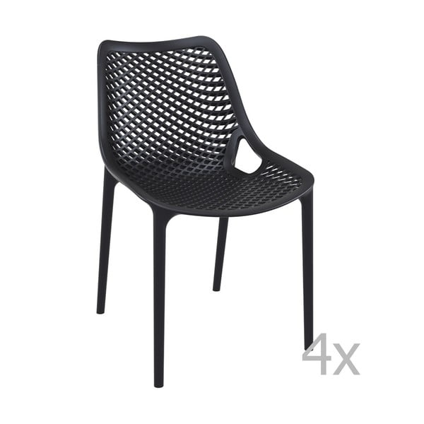 4 juodų sodo kėdžių rinkinys "Resol Grid Simple