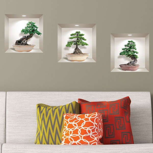 3 3D sienų lipdukų rinkinys Ambiance Ginseng Bonsai-image-1