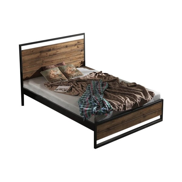 Viengulė lova juodos spalvos/natūralios spalvos su lovos grotelėmis 120x200 cm Ariane – Kalune Design