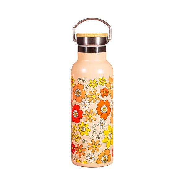 Oranžinis nerūdijančio plieno buteliukas kūdikiams 500 ml 70s Floral - Sass & Belle