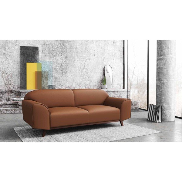 Sofa konjako rudos spalvos iš odos 193 cm Nesbo – MESONICA-image-1