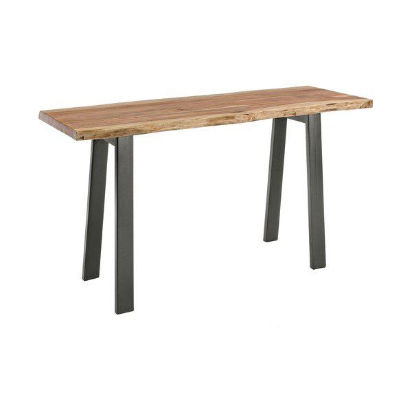 Juodos spalvos/natūralios spalvos konsolinis staliukas su akacijos stalviršiu 45x130 cm Aron – Bizzotto-image-2