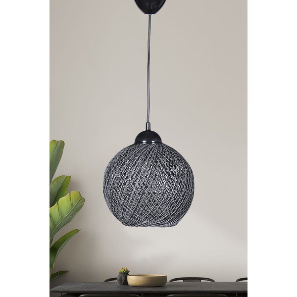 Kabantis šviestuvas juodos spalvos/pilkos spalvos ø 22 cm su tekstiliniu gaubtu – Opviq lights-image-1