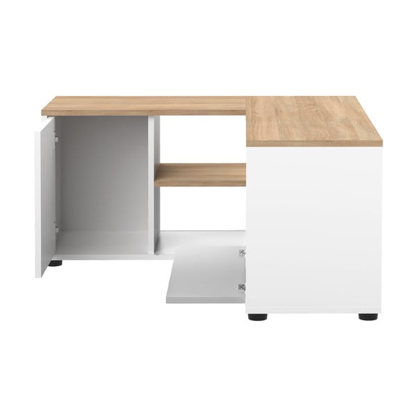 TV spintelė baltos spalvos/natūralios spalvos iš ąžuolo 90x45 cm Angle – TemaHome-image-4