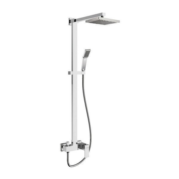 Iš žalvario dušo komplektas blizgios sidabrinės spalvos su baterija su dušo galvute/su rankiniu dušu 118 cm Latus – Sapho