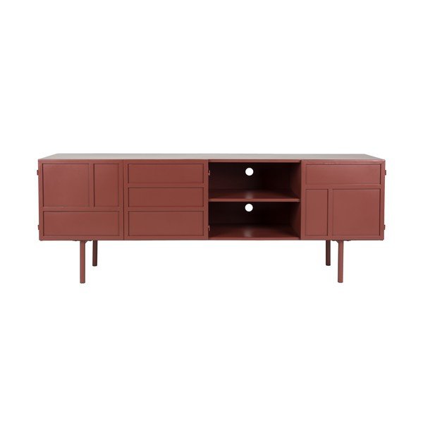 Raudonos spalvos iš metalo TV spintelė 160x58x36 cm Davis – White Label