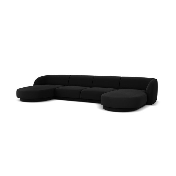 Juodo aksomo kampinė sofa (U formos) Miley - Micadoni Home-image-3