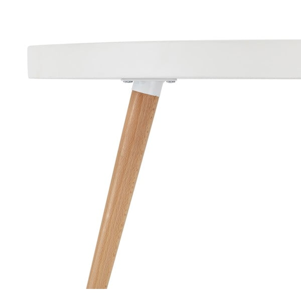 Baltas žurnalinis staliukas su bukmedžio medienos kojomis Furnhouse Opus, Ø 90 cm-image-2