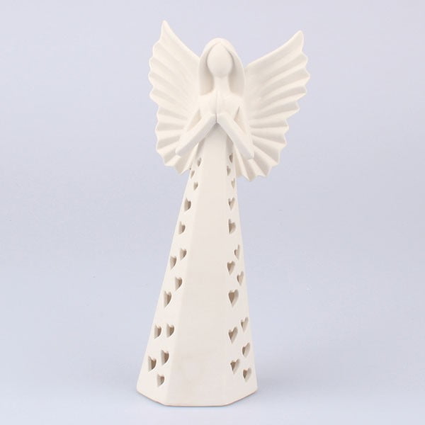 Porcelianinis LED šviečiantis angelas Dakls, 25 cm aukščio