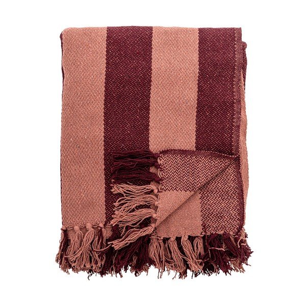 Bordo spalvos iš perdirbtos medvilnės antklodė ir pledas 130x160 cm Frello – Bloomingville