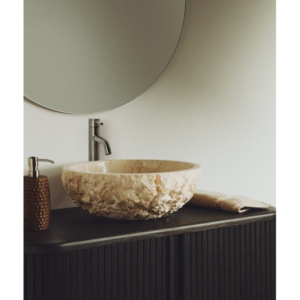 Smėlio spalvos iš akmens apvalios formos praustuvas ø 40 cm Orvane – Kave Home-image-1
