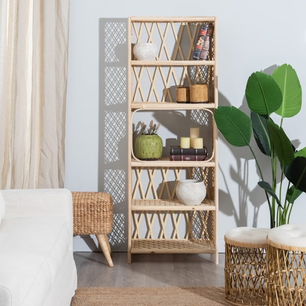 Iš bambuko knygų spinta  natūralios spalvos 64x171 cm Ratán – Ixia-image-2