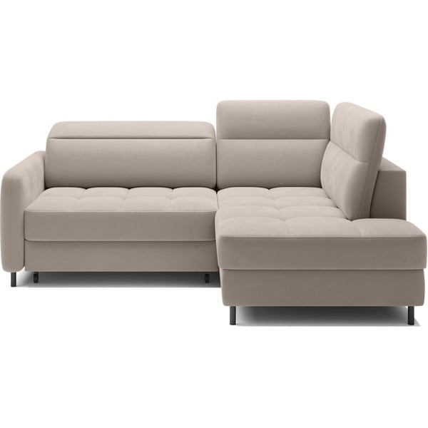 Šviesiai rudos spalvos iš velveto sulankstoma/su sandėliavimo vieta kampinė sofa (su dešiniuoju kampu/„L“ formos) Barea – ELTAP