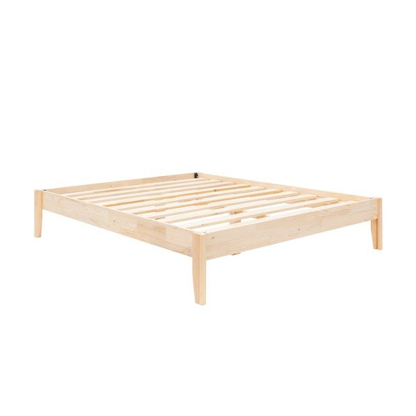 Iš eglės medžio masyvo dvigulė lova natūralios spalvos su lovos grotelėmis 180x200 cm Galaksi – Kalune Design