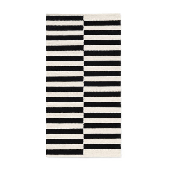 Apverčiamas/rankų darbo iš vilnos kilimas juodos ir baltos spalvos 80x150 cm Donna – Hanse Home