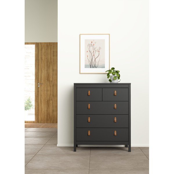 Aukšta šoninė spintelė juodos spalvos 82x99 cm Madrid – Tvilum-image-1