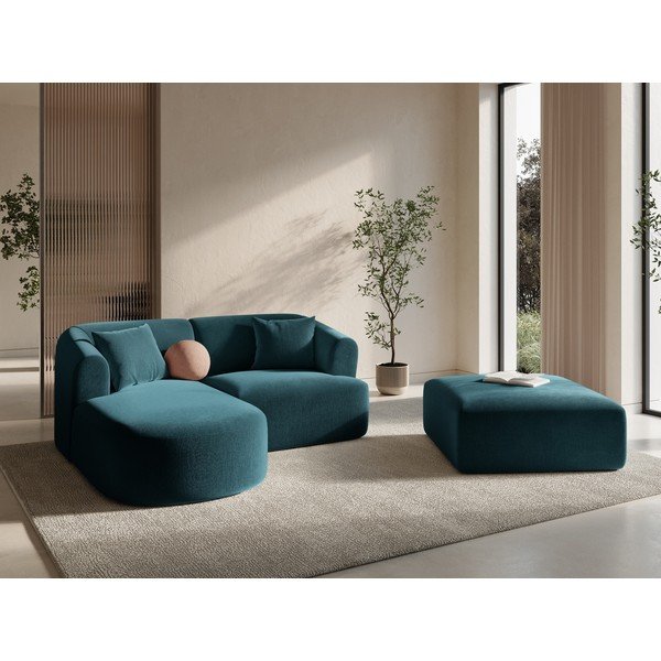 Smaragdinės spalvos kampinė sofa iš velveto (su kairiuoju kampu/su gultu) Campi – Cosmopolitan Design-image-1