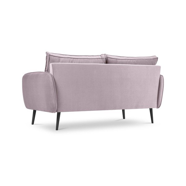 Šviesiai rožinė aksominė sofa su juodomis kojomis Kooko Home Lento, 158 cm-image-3
