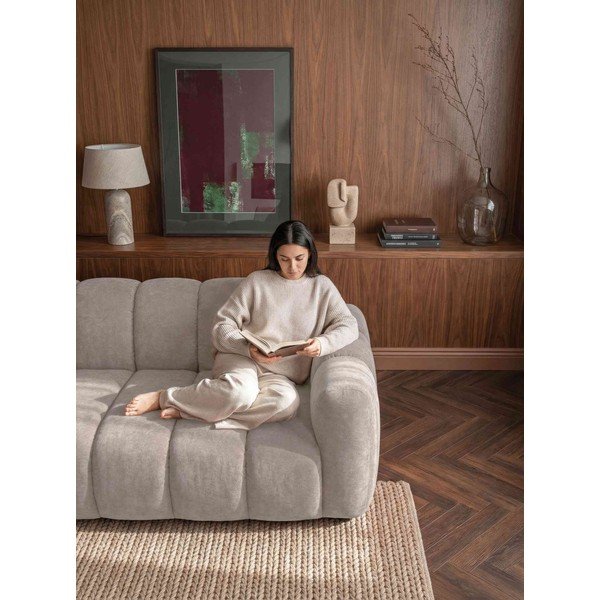 Smėlio spalvos sulankstoma kampinė sofa iš šenilinio audinio (su dešiniuoju kampu) Michell – Miuform-image-3