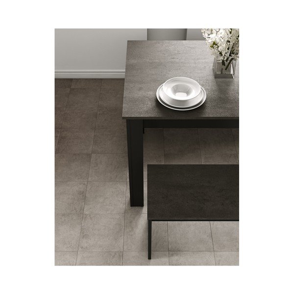 Juodos spalvos valgomojo stalo ir 2 suolų su betoniniu stalviršiu rinkinys TemaHome Nice-image-4