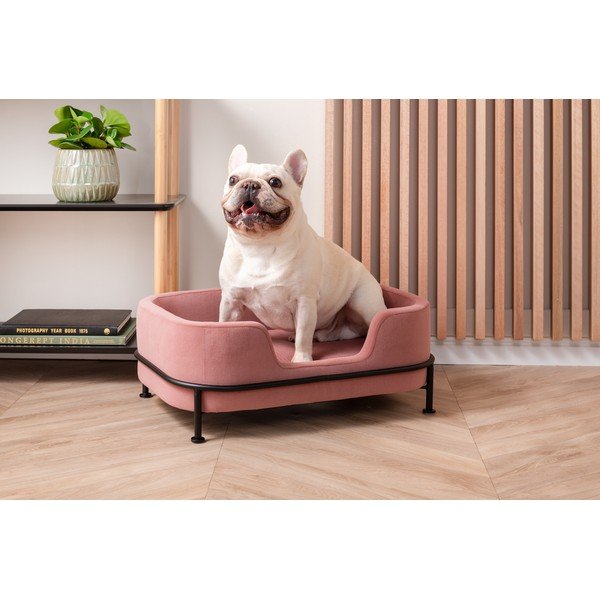 Rožinės spalvos aksominė lova augintiniams Leitmotiv Puffed-image-1