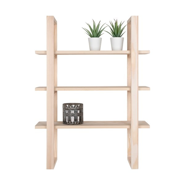Iš paulovnijos masyvo kelių aukštų sieninė lentyna natūralios spalvos 48 cm Santiago – House Nordic-image-1