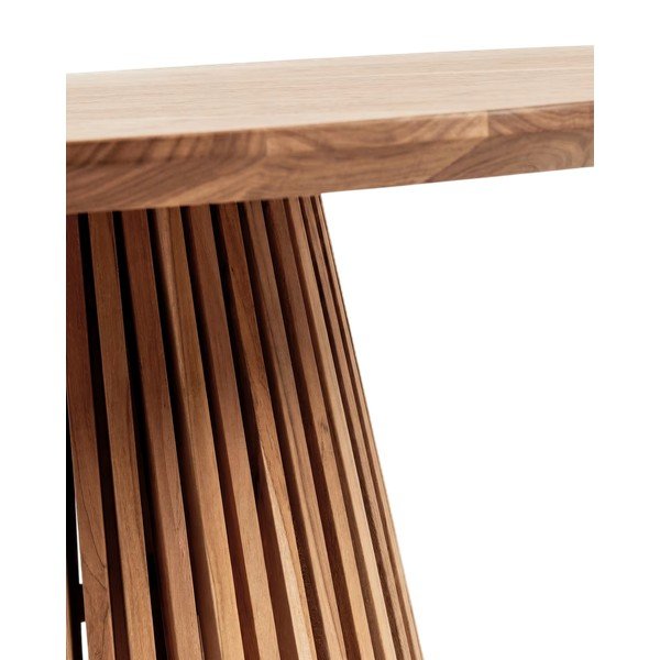 Iš tikmedžio masyvo apvalios formos valgomojo stalas natūralios spalvos ø 90 cm Jeanette – Kave Home-image-2