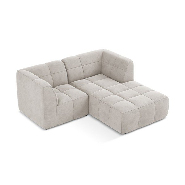 Smėlio spalvos kampinė sofa iš velveto (su dešiniuoju kampu/su gultu) Aloha – Makamii-image-3