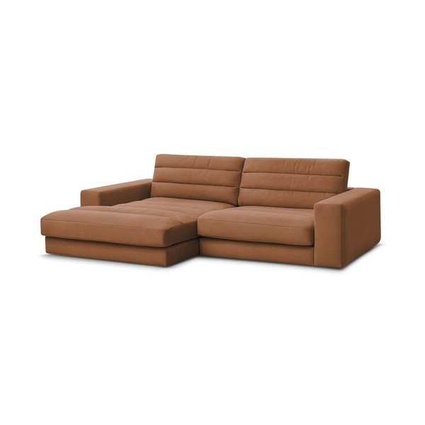 Oranžinės spalvos kampinė sofa iš velveto (su kairiuoju kampu/su gultu) Sierra – Bobochic Paris-image-2