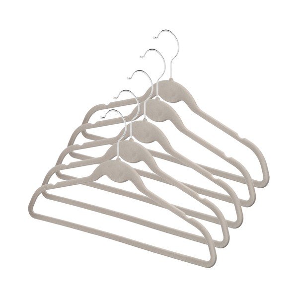 5 smėlio spalvos vaikiškų pakabų rinkinys su aksominiu paviršiumi Compactor-image-2