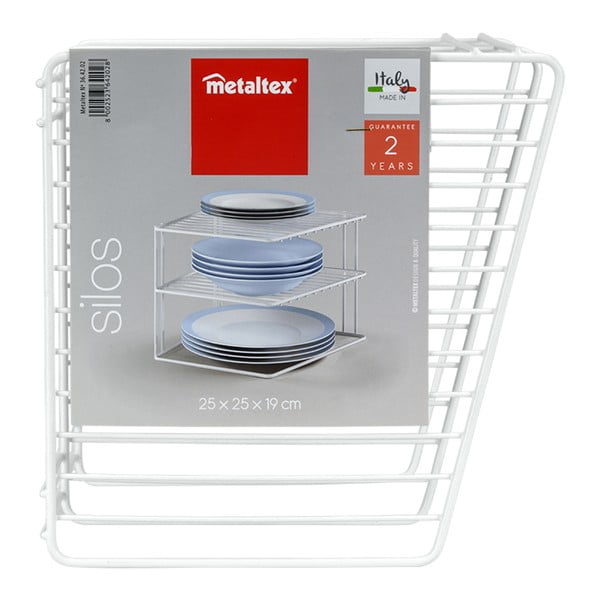 Baltos spalvos iš plieno papildoma virtuvės lentyna 25x25 cm Silos – Metaltex-image-3