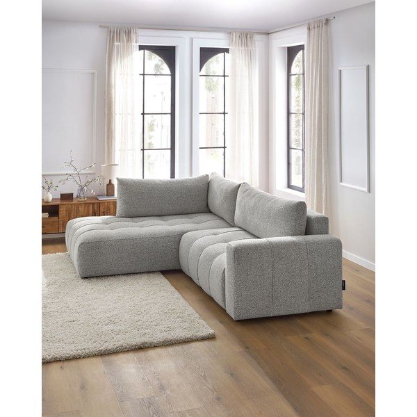 Šviesiai pilkos spalvos sulankstoma/su sandėliavimo vieta kampinė sofa (su kairiuoju kampu/„L“ formos) Arsene – Bobochic Paris-image-1