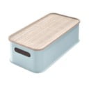 Pilka dėžutė su dangteliu pagaminta iš paulovnijos medienos iDesign Eco Handled, 21,3 x 43 cm