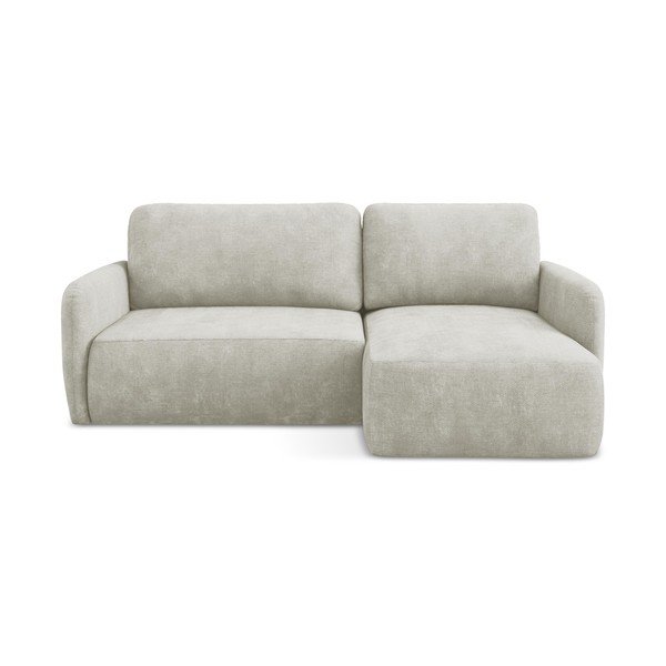 Kreminės spalvos iš šenilinio audinio sulankstoma/su sandėliavimo vieta kampinė sofa (su dešiniuoju kampu/su gultu) Lilo – Makamii