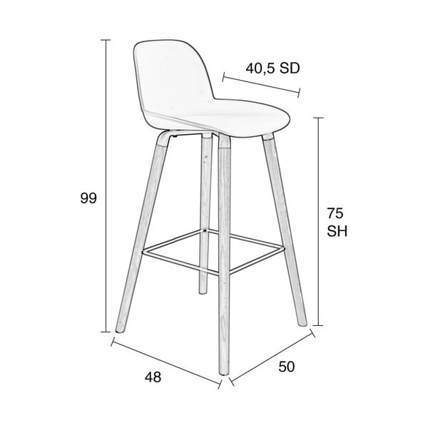 2 baltų baro kėdžių rinkinys Zuiver Albert Kuip, sėdynės aukštis 75 cm-image-4
