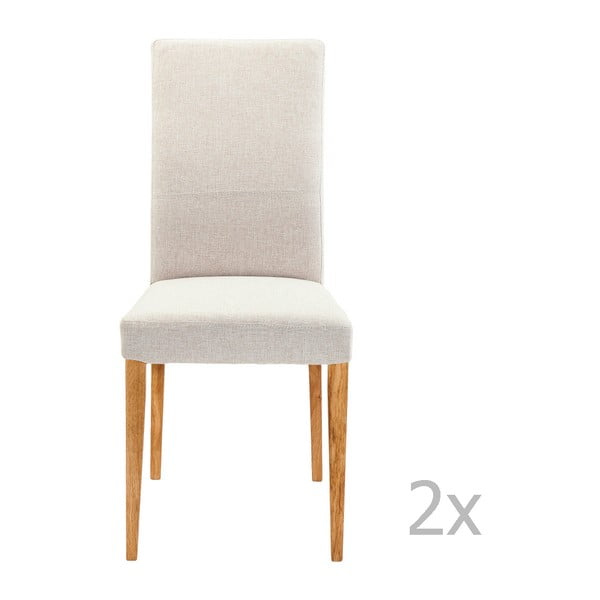 2 kreminės ir baltos spalvos valgomojo kėdžių su ąžuolo medžio kojomis rinkinys "Kare Design Mara