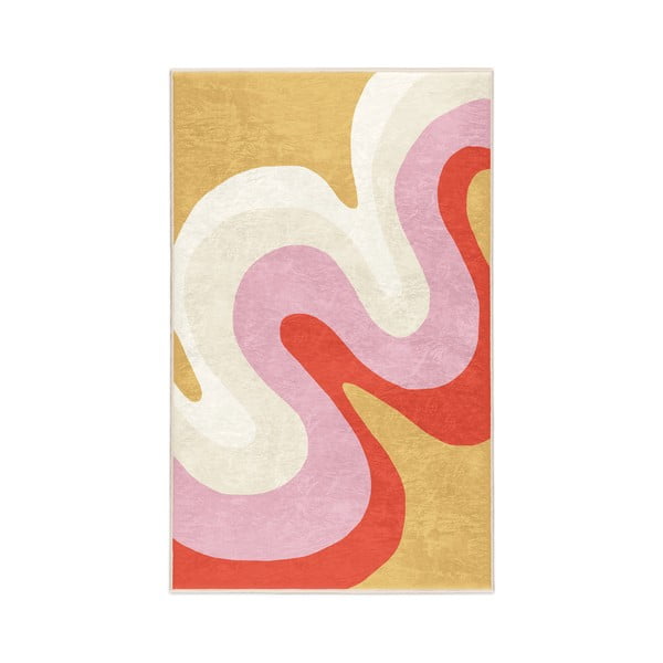 Skalbiamas geltonos spalvos/rožinės spalvos kilimas 120x180 cm Raspberry Creamsicle – Mila Home