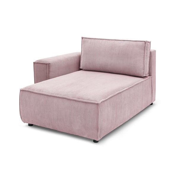 Modulinė sofa šviesiai rožinės spalvos iš kordinio velveto (su kairiuoju kampu) Nihad modular – Bobochic Paris