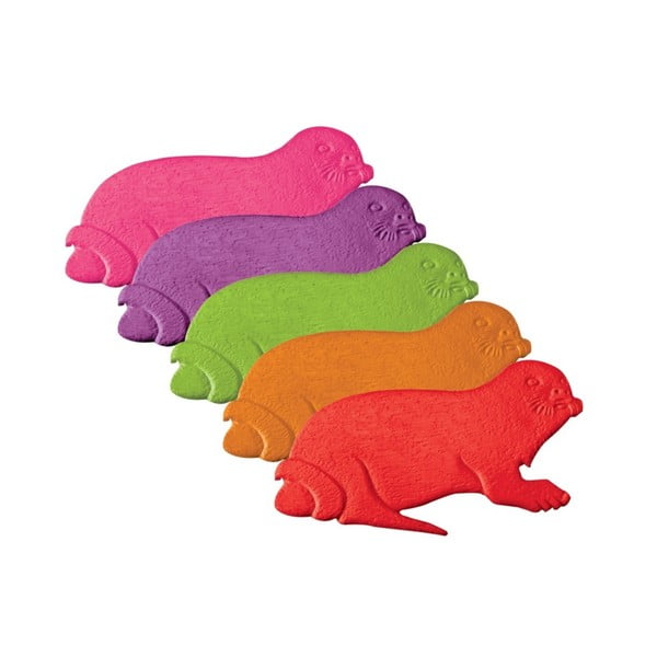 Vaikiški neslystantys kilimėliai 5 vnt. vonioms 10,5x16,5 cm Phoques – MSV