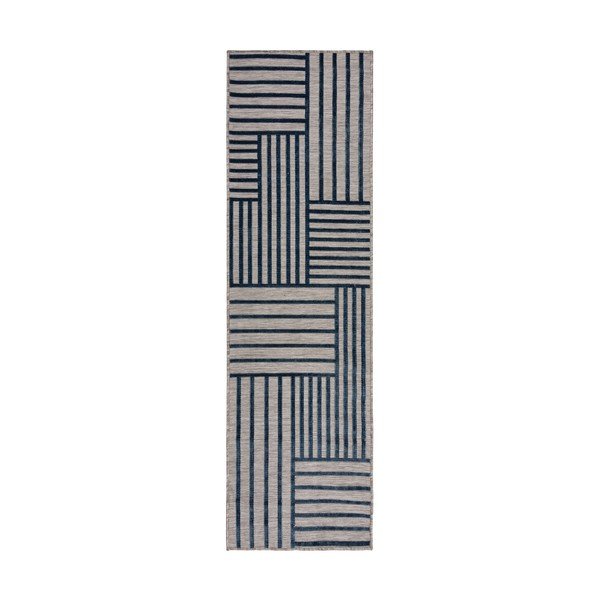 Tamsiai mėlynos spalvos lauko ir vidaus kilimas 66x230 cm Vigo Blocks – Flair Rugs