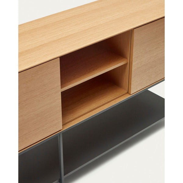 Žema šoninė spintelė natūralios spalvos iš ąžuolo 195x80 cm Vedrana – Kave Home-image-3