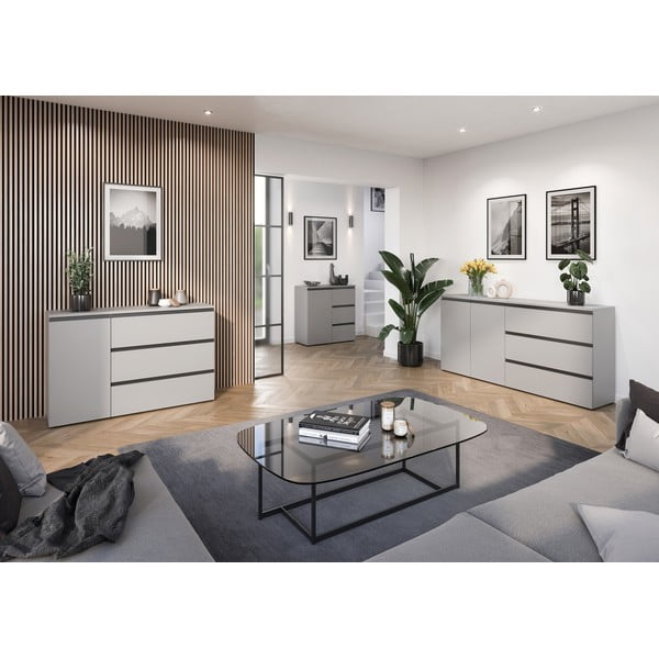 Žema šoninė spintelė pilkos spalvos 135x91 cm Bastia – Germania-image-4