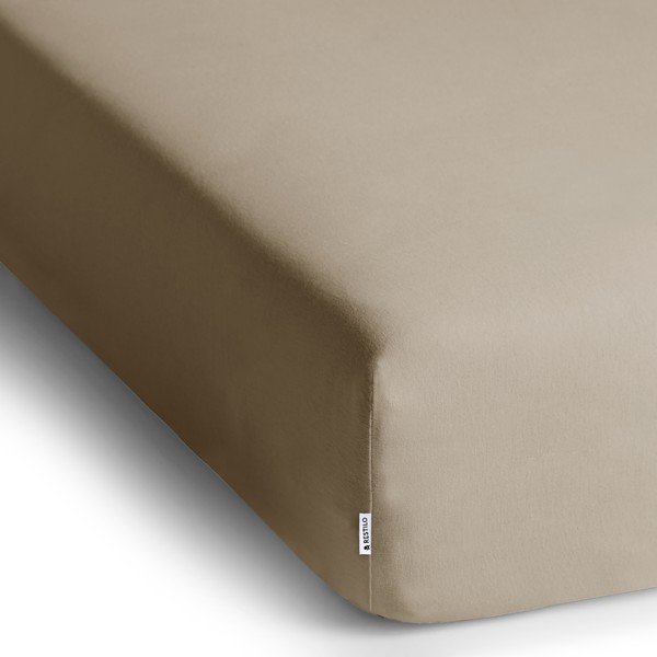 Šviesiai rudos spalvos iš Jersey audinio paklodė su guma 120x200 cm Amber – Restilo-image-2