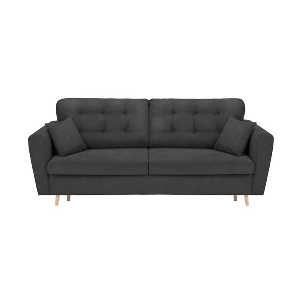 Tamsiai pilka trivietė sofa-lova su saugykla "Cosmopolitan Design Grenoble