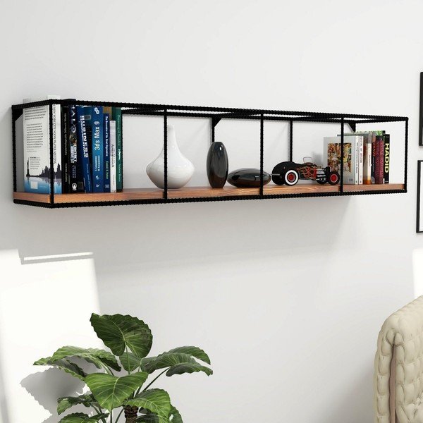 Sieninė lentyna su tamsaus riešutmedžio lenta Miray, ilgis 120 cm-image-1