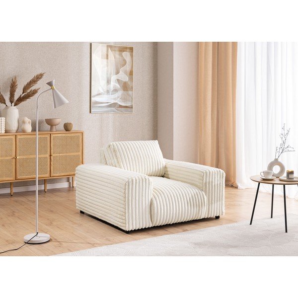 Kreminės spalvos iš kordinio velveto krėslas Justin – Ropez-image-4