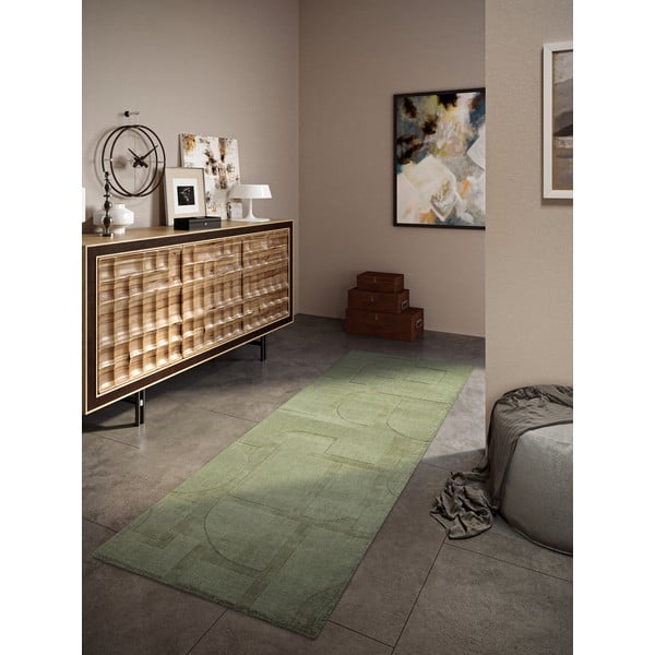 Rankų darbo iš vilnos kilimas žalios spalvos 80x250 cm Alexis – Villeroy&Boch-image-1