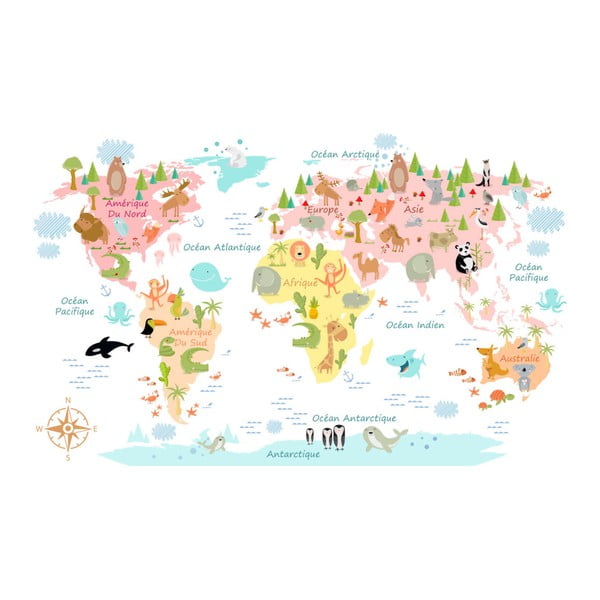 Sienų lipdukas Ambiance Baby Pasaulio žemėlapis