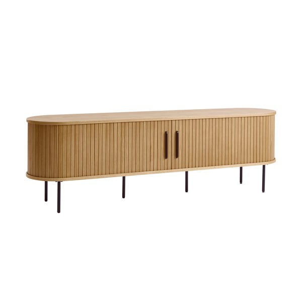TV spintelė natūralios spalvos iš ąžuolo 56x180 cm Nola – Unique Furniture-image-3